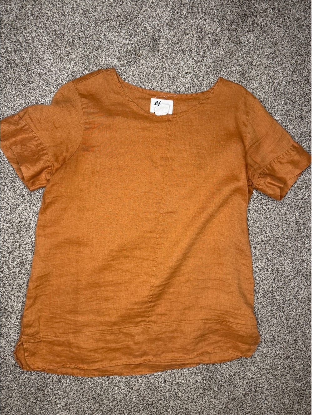 Andrea Jovine Rust Orange 100% Linen Top